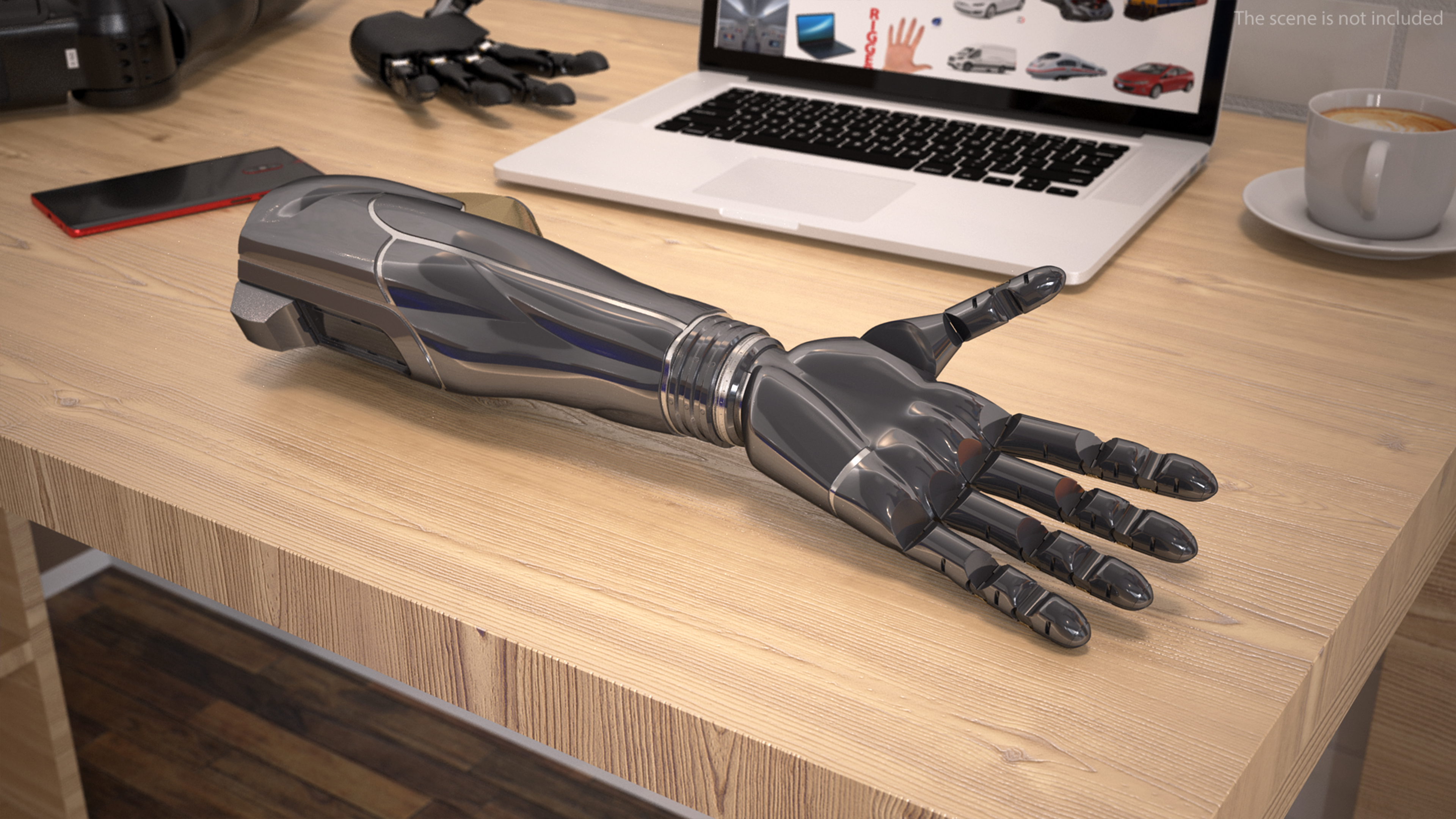 3D Futuristic Prosthetic Arm Black