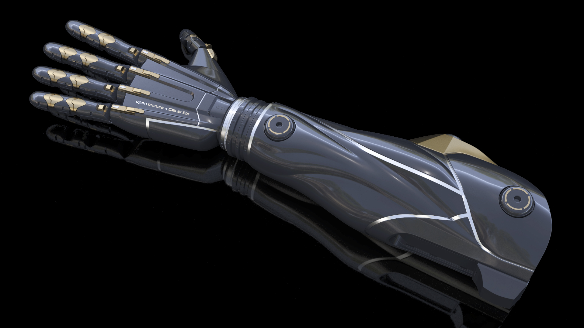 3D Futuristic Prosthetic Arm Black