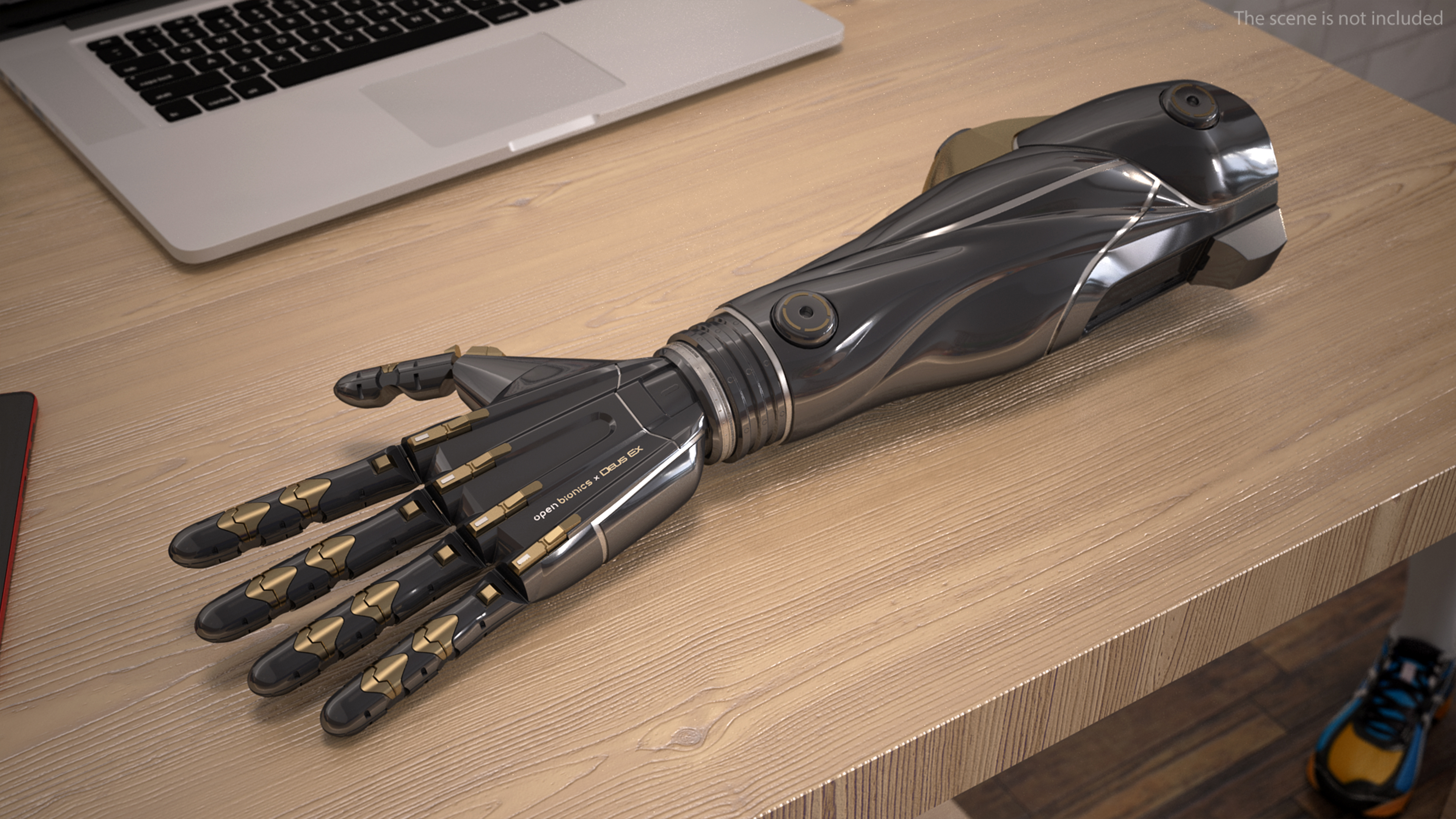 3D Futuristic Prosthetic Arm Black