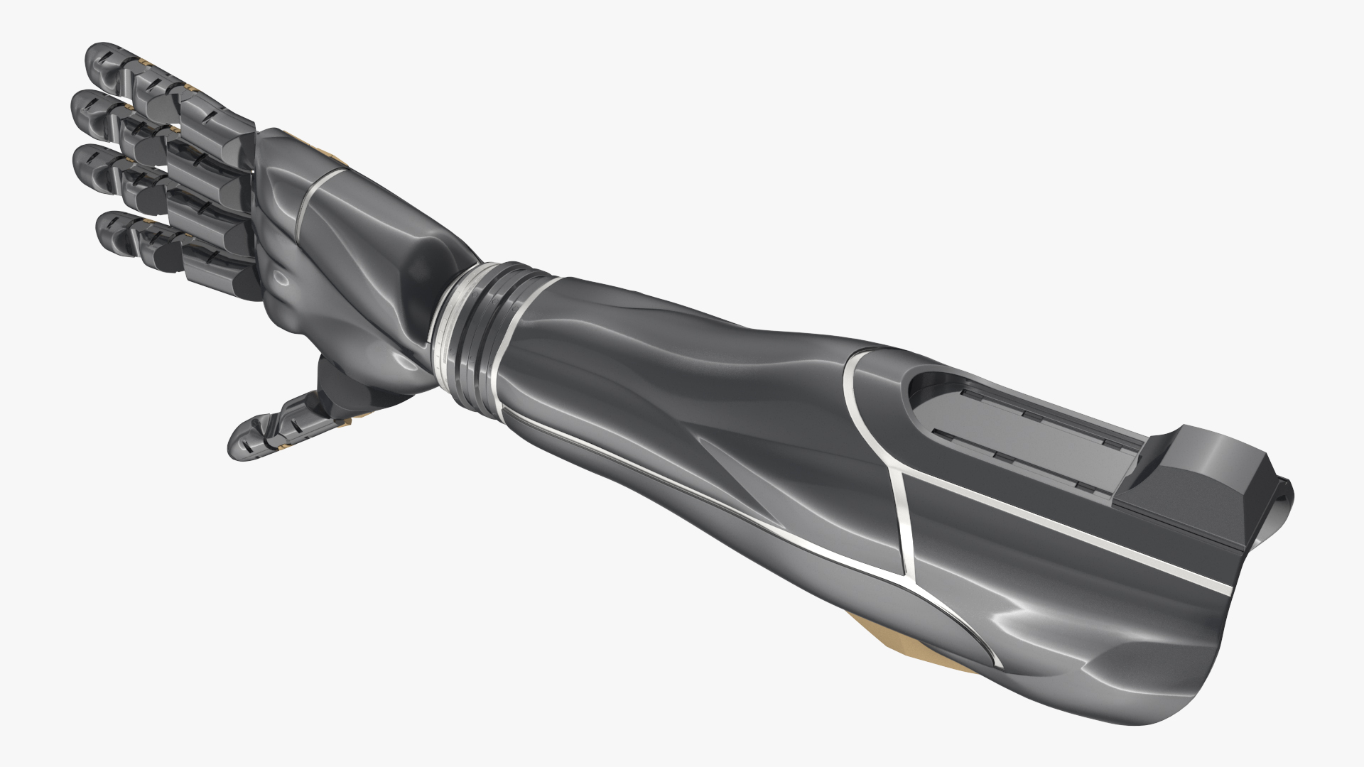 3D Futuristic Prosthetic Arm Black