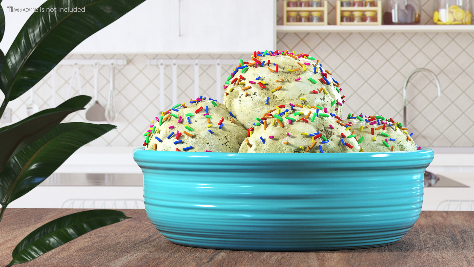 3D model Vanilla Ice Cream on Cyan Bowl