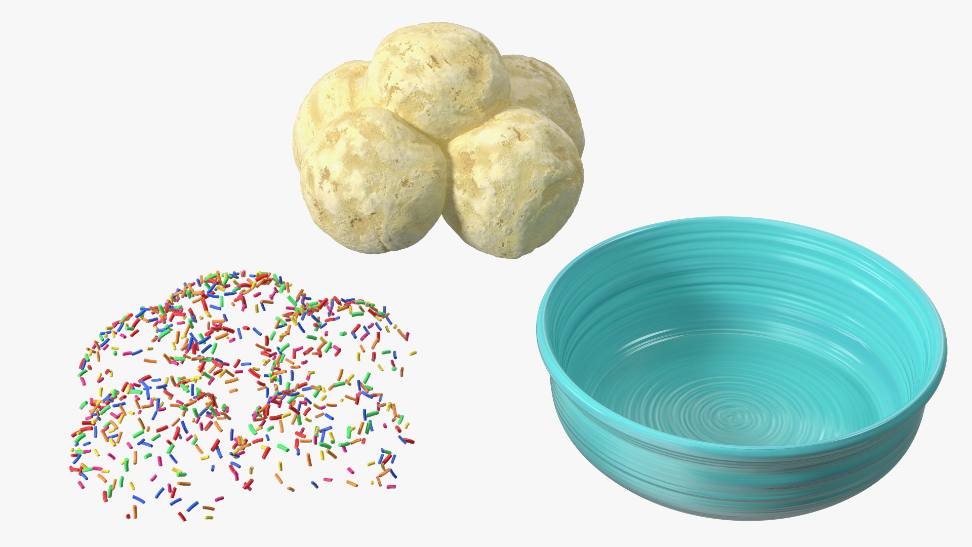 3D model Vanilla Ice Cream on Cyan Bowl