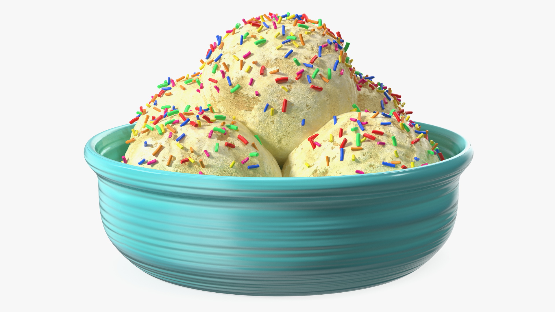 3D model Vanilla Ice Cream on Cyan Bowl