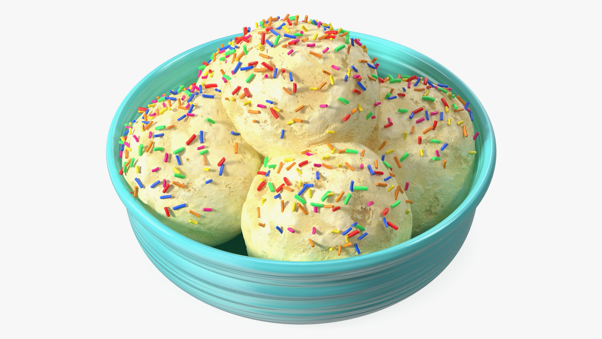3D model Vanilla Ice Cream on Cyan Bowl