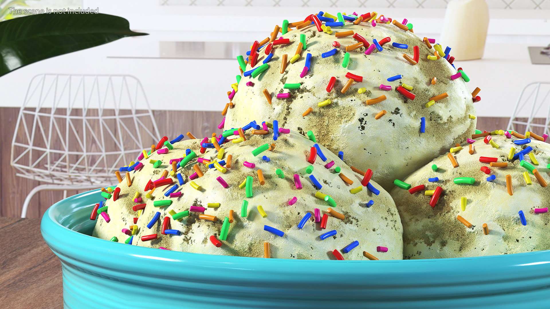 3D model Vanilla Ice Cream on Cyan Bowl