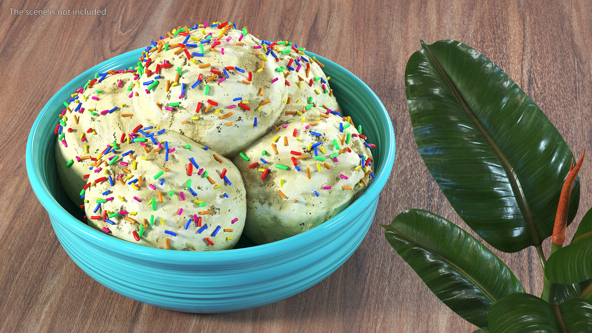 3D model Vanilla Ice Cream on Cyan Bowl