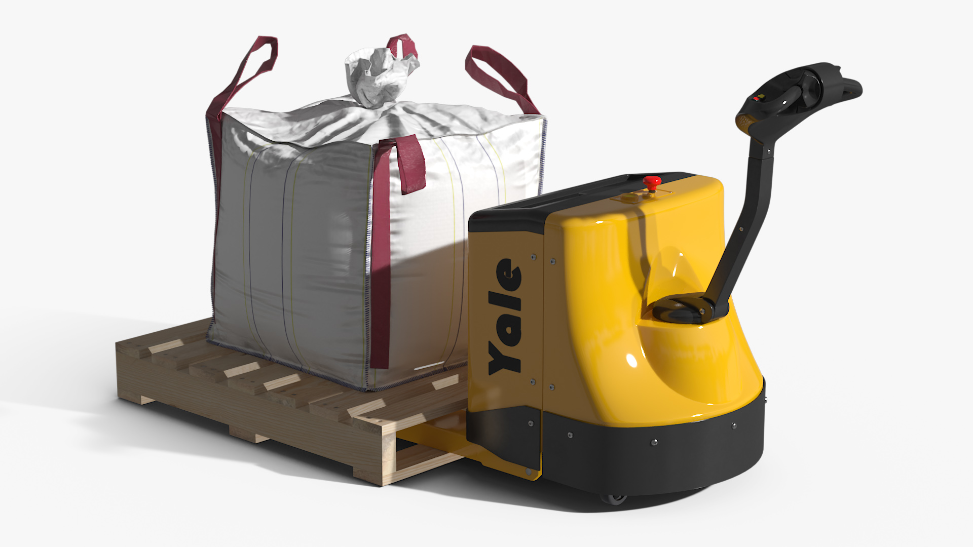 3D Yale Electric Pallet Jack with Bulk Bag on Wooden Pallet