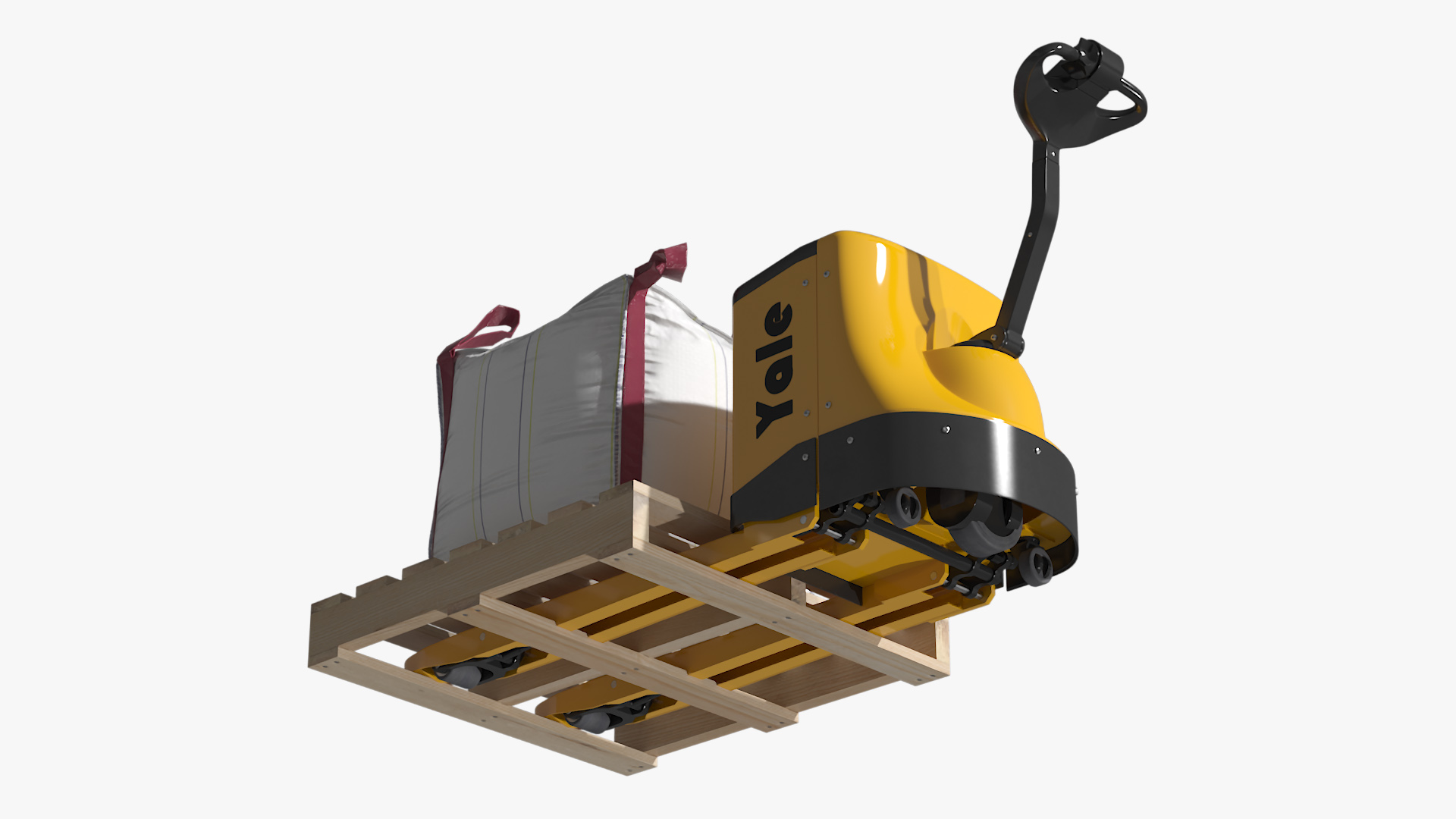 3D Yale Electric Pallet Jack with Bulk Bag on Wooden Pallet