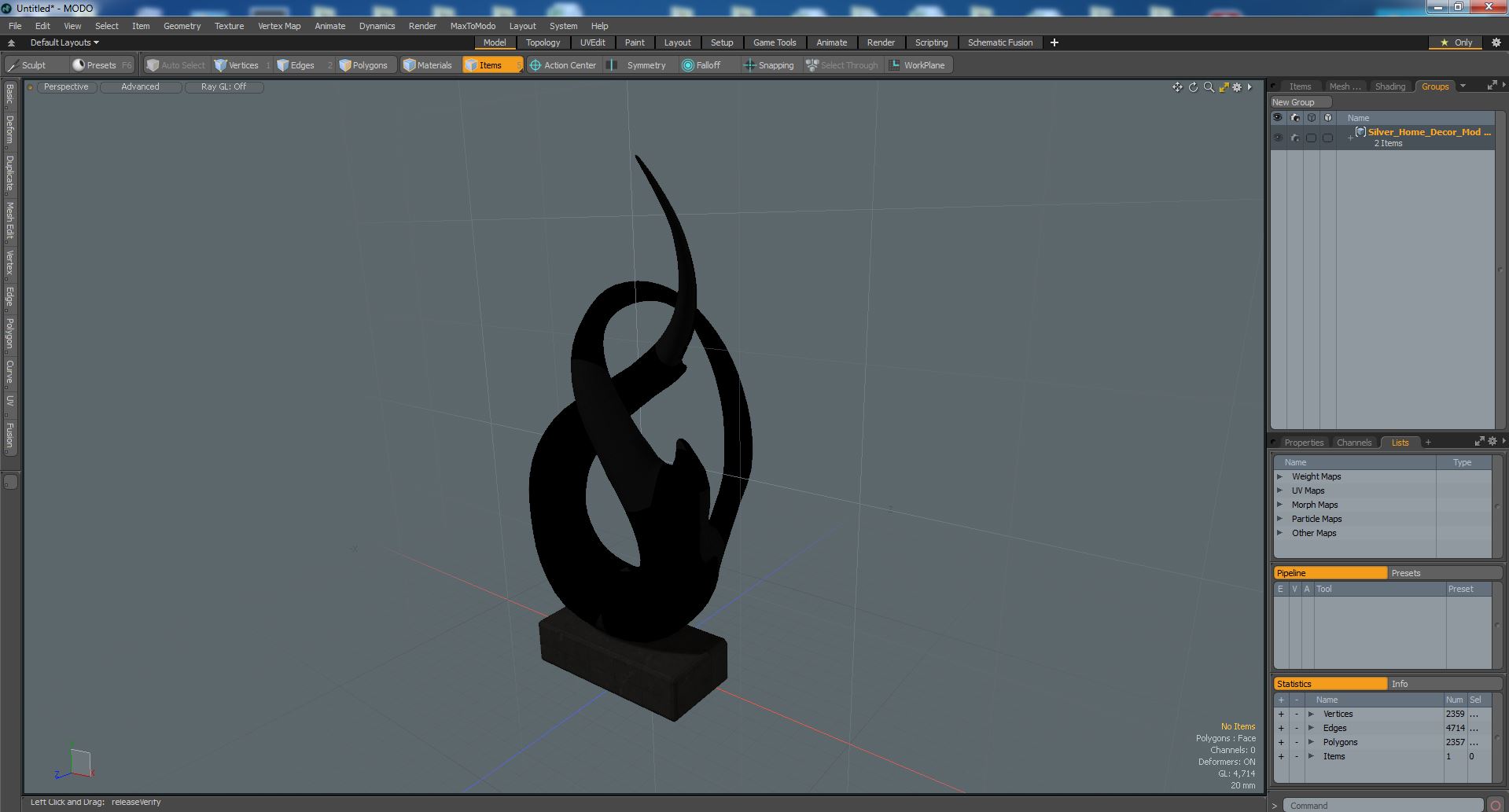 Silver Home Decor Modern Sculpture 3D model