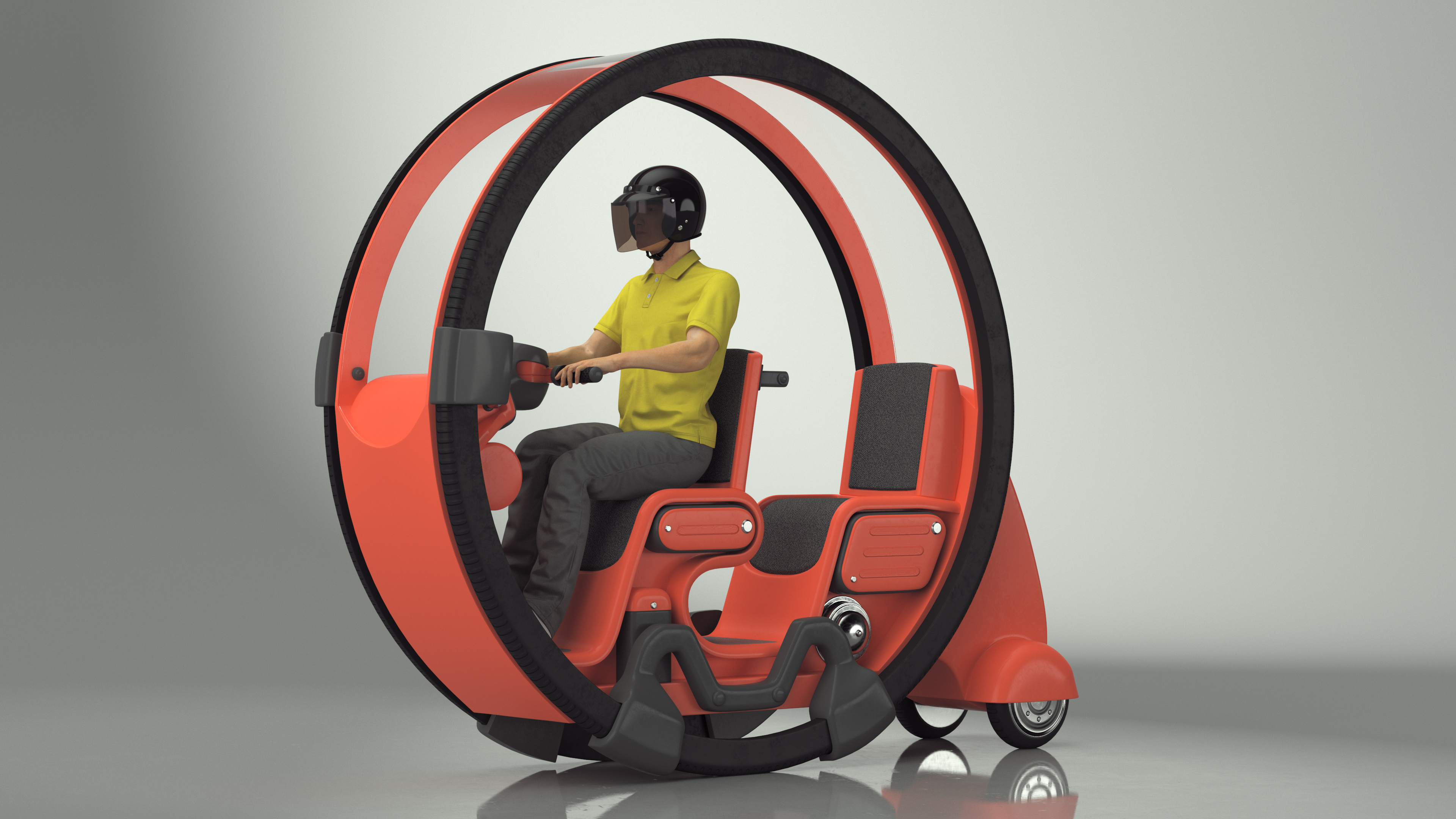 Man in Helmet Driving Sci-Fi Car Tube 3D