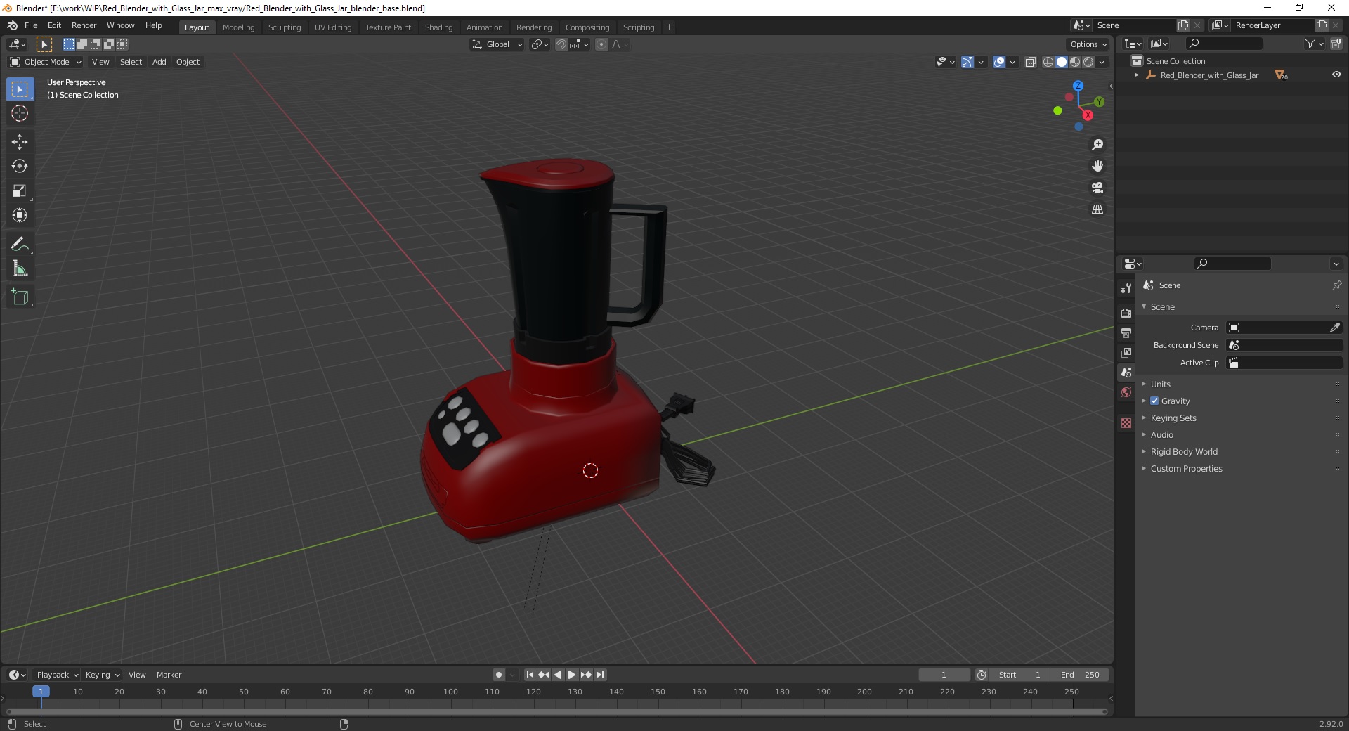 3D Red Blender with Glass Jar