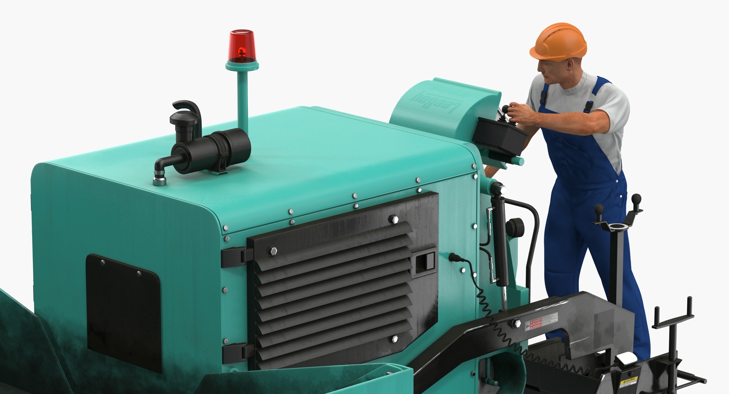 3D Asphalt Paving Machine with Operator Rigged model