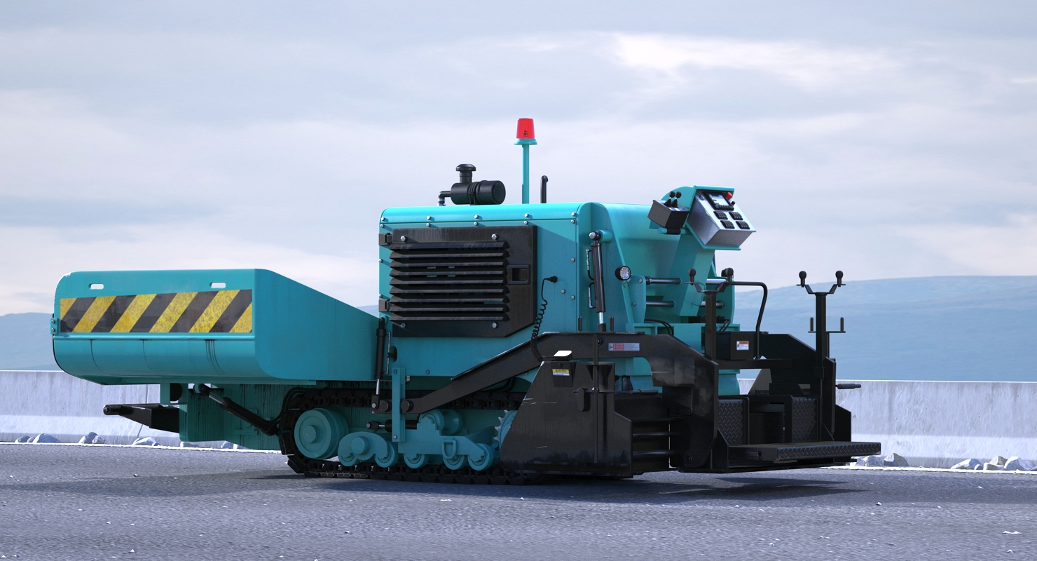3D Asphalt Paving Machine with Operator Rigged model