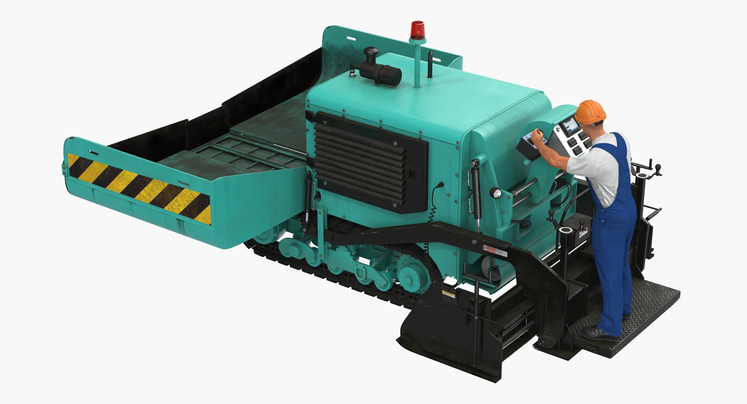 3D Asphalt Paving Machine with Operator Rigged model