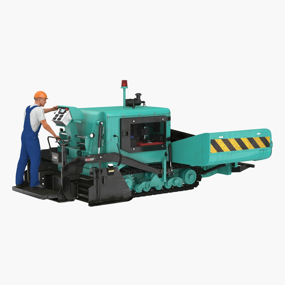 Asphalt Paving Machine with Operator Rigged 3D Model