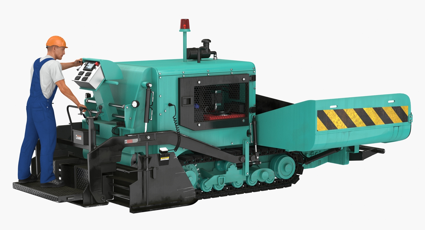 3D Asphalt Paving Machine with Operator Rigged model
