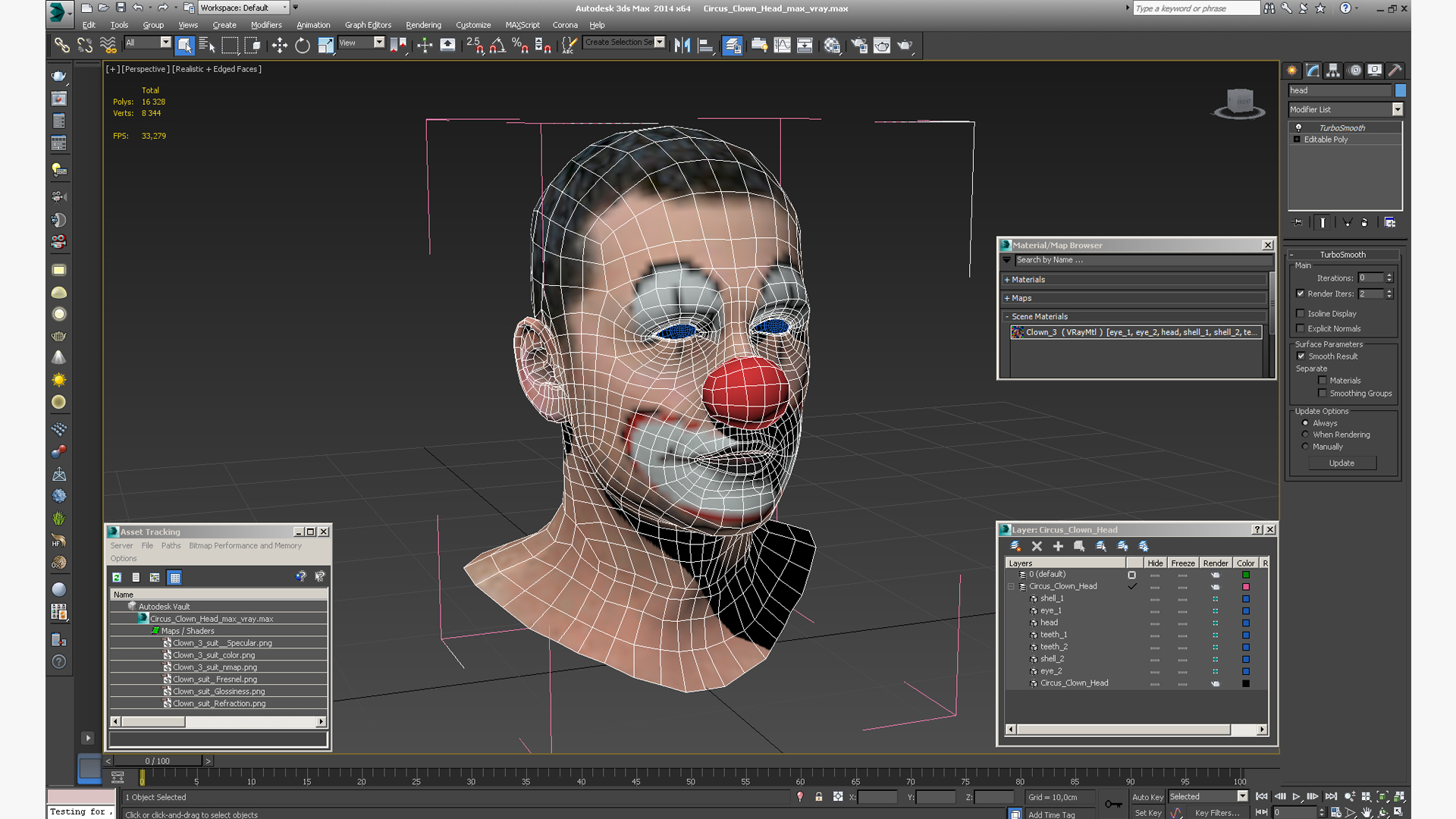 Circus Clown Head 3D