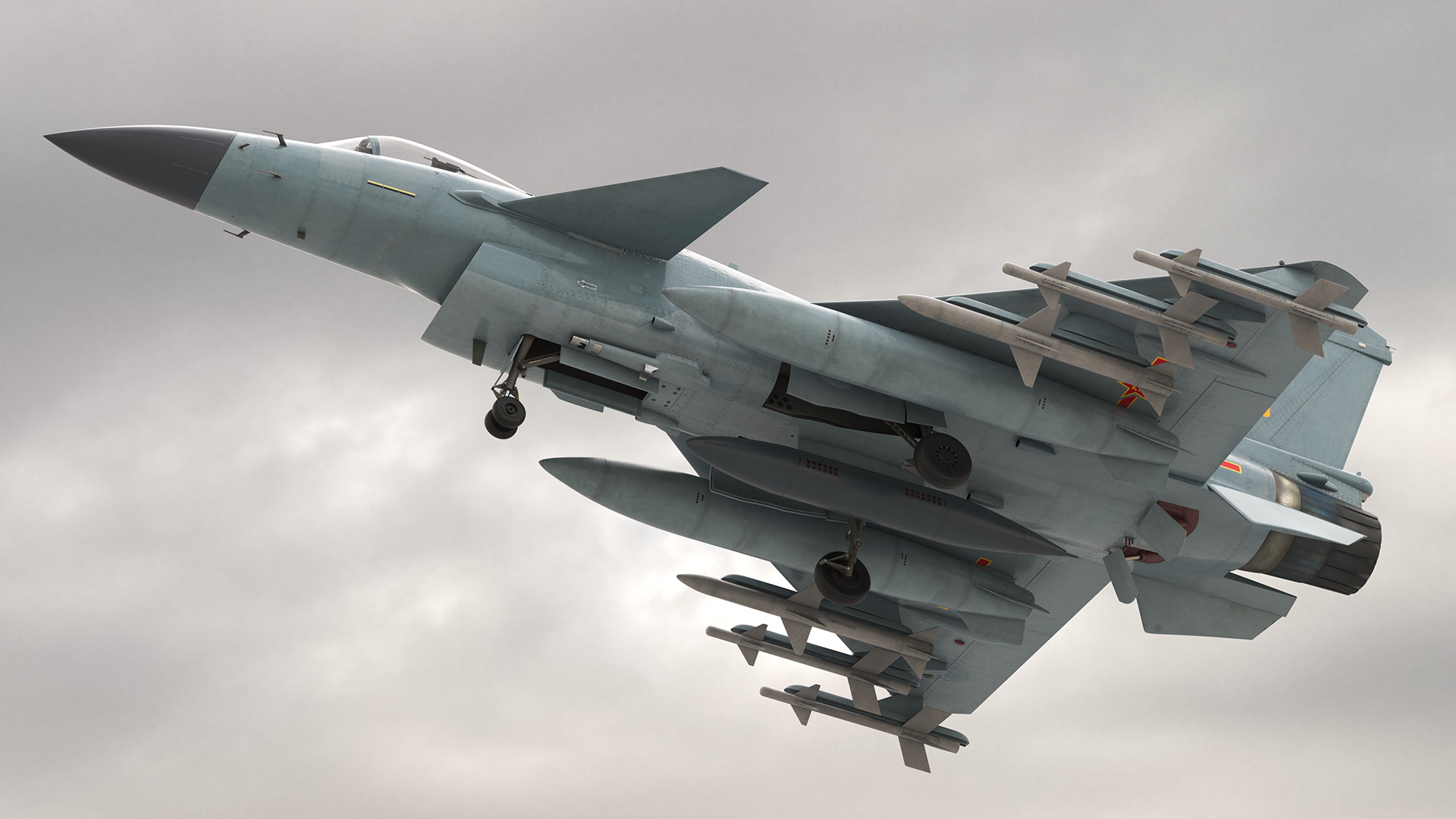 Chengdu J10 B Chinese Air Force Armed Rigged 3D model