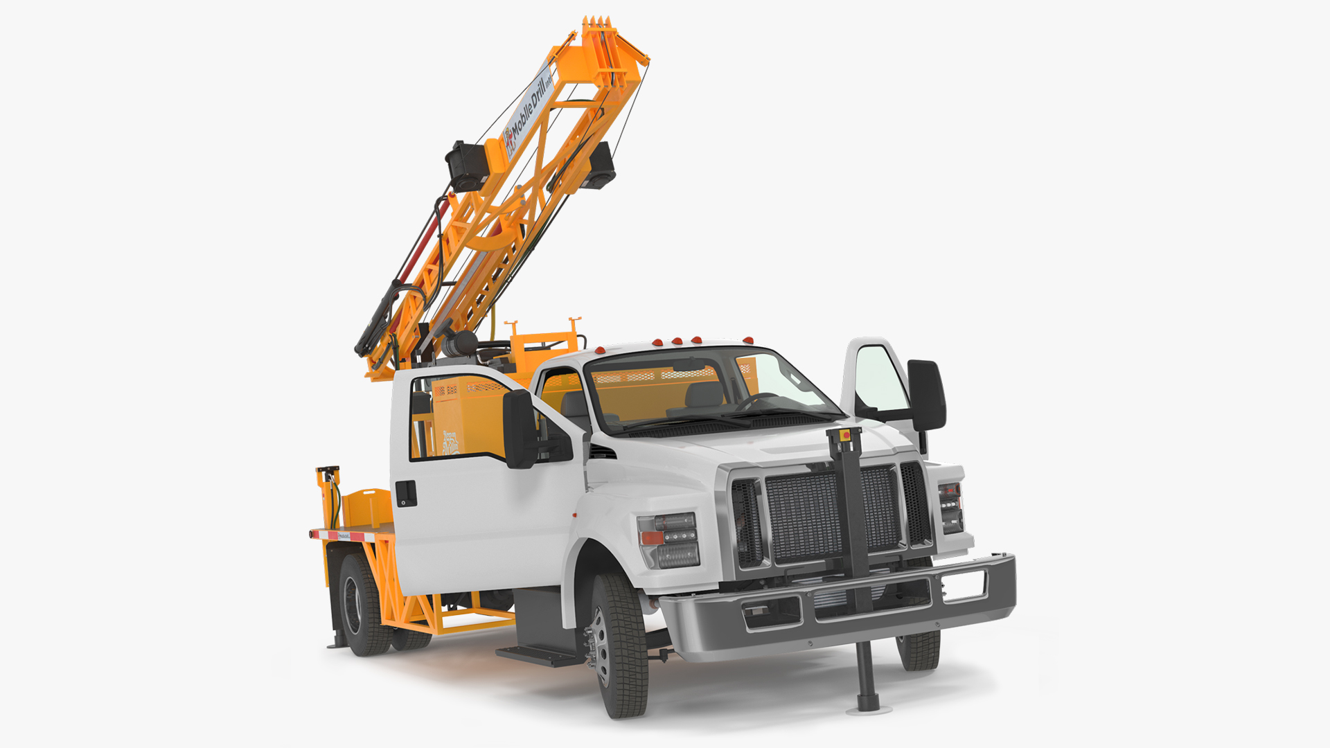 3D Mobile B-51 Drill Rig Truck Orange Rigged