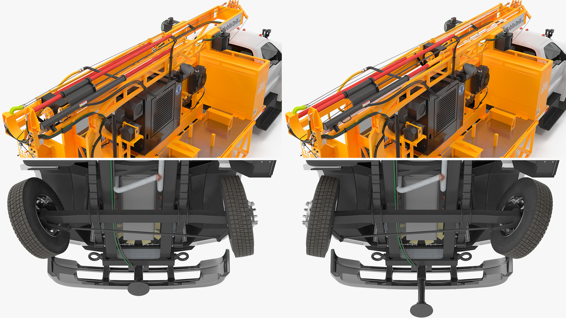 3D Mobile B-51 Drill Rig Truck Orange Rigged