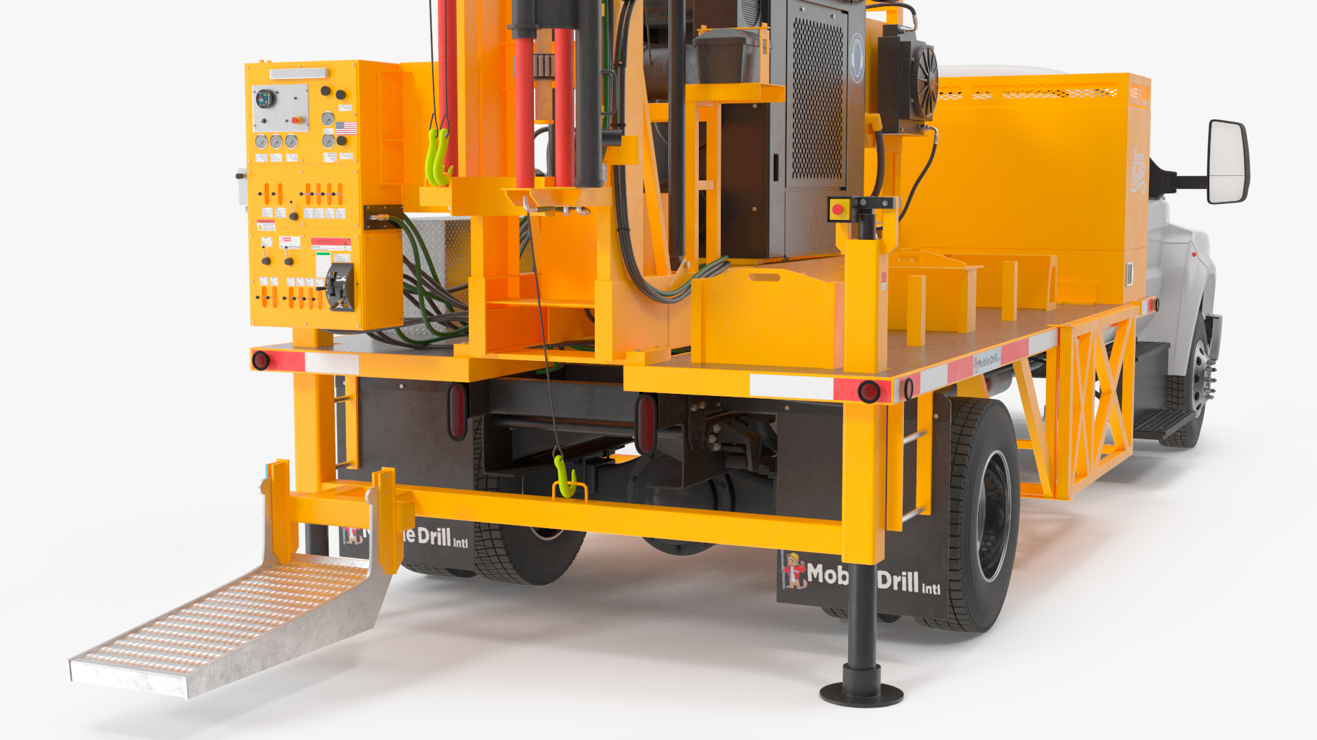 3D Mobile B-51 Drill Rig Truck Orange Rigged
