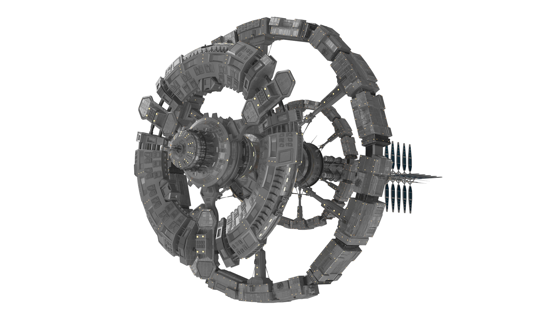 Futuristic Space Ring Station Grey 3D model