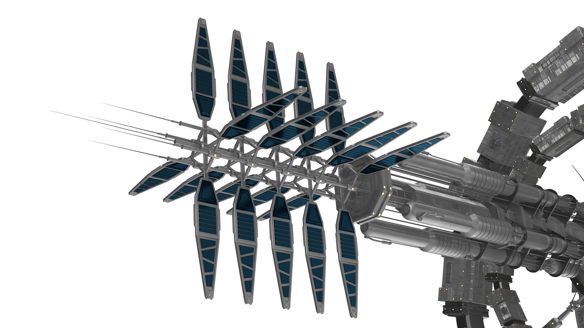 Futuristic Space Ring Station Grey 3D model