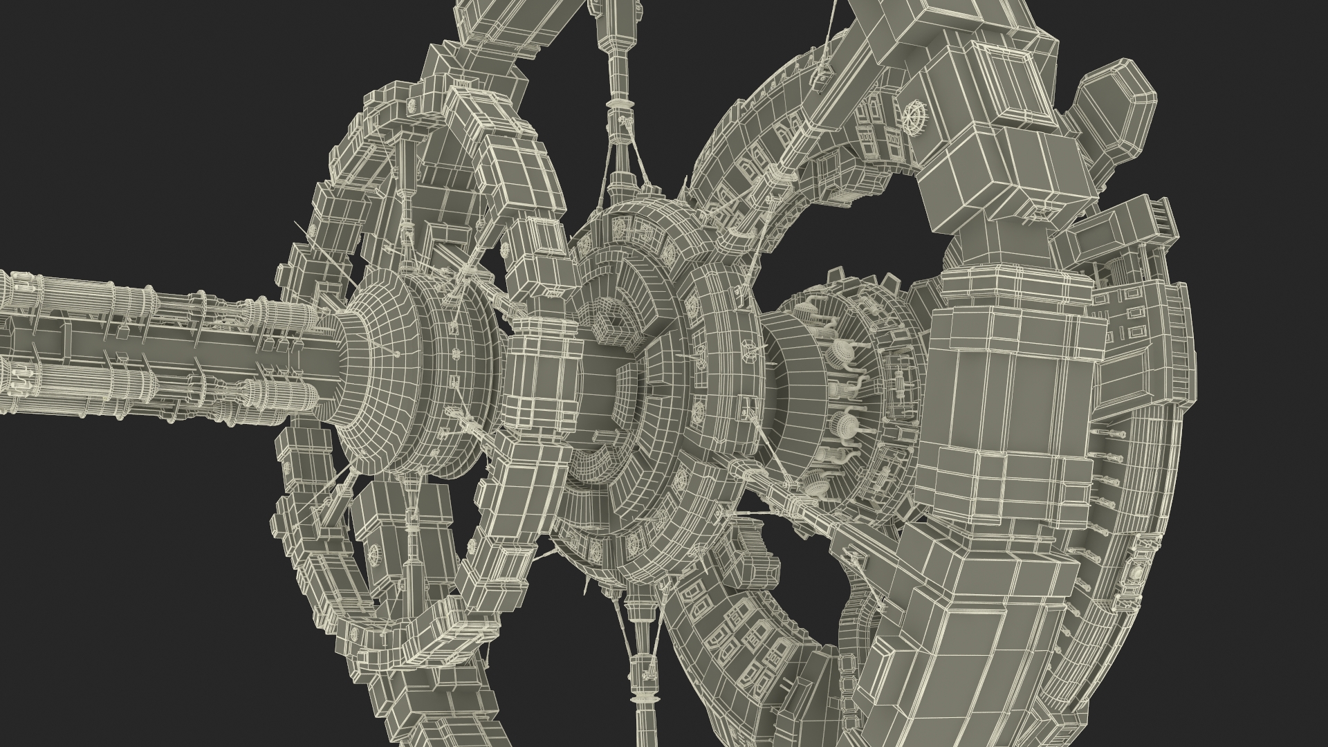 Futuristic Space Ring Station Grey 3D model
