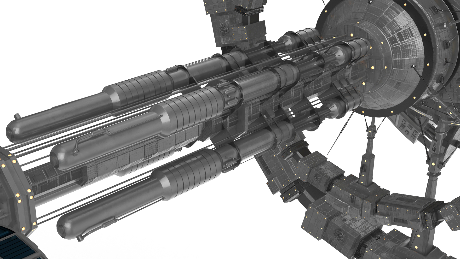 Futuristic Space Ring Station Grey 3D model