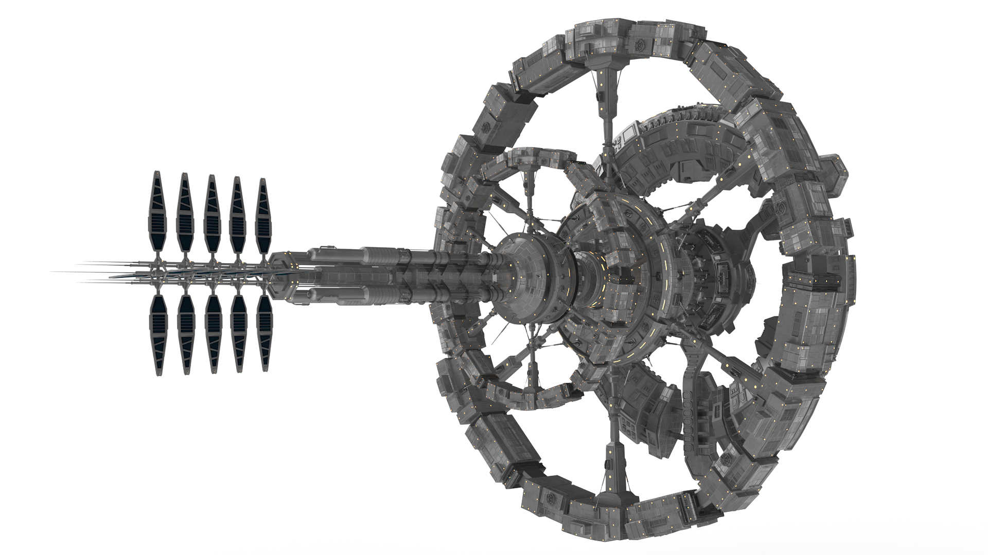 Futuristic Space Ring Station Grey 3D model