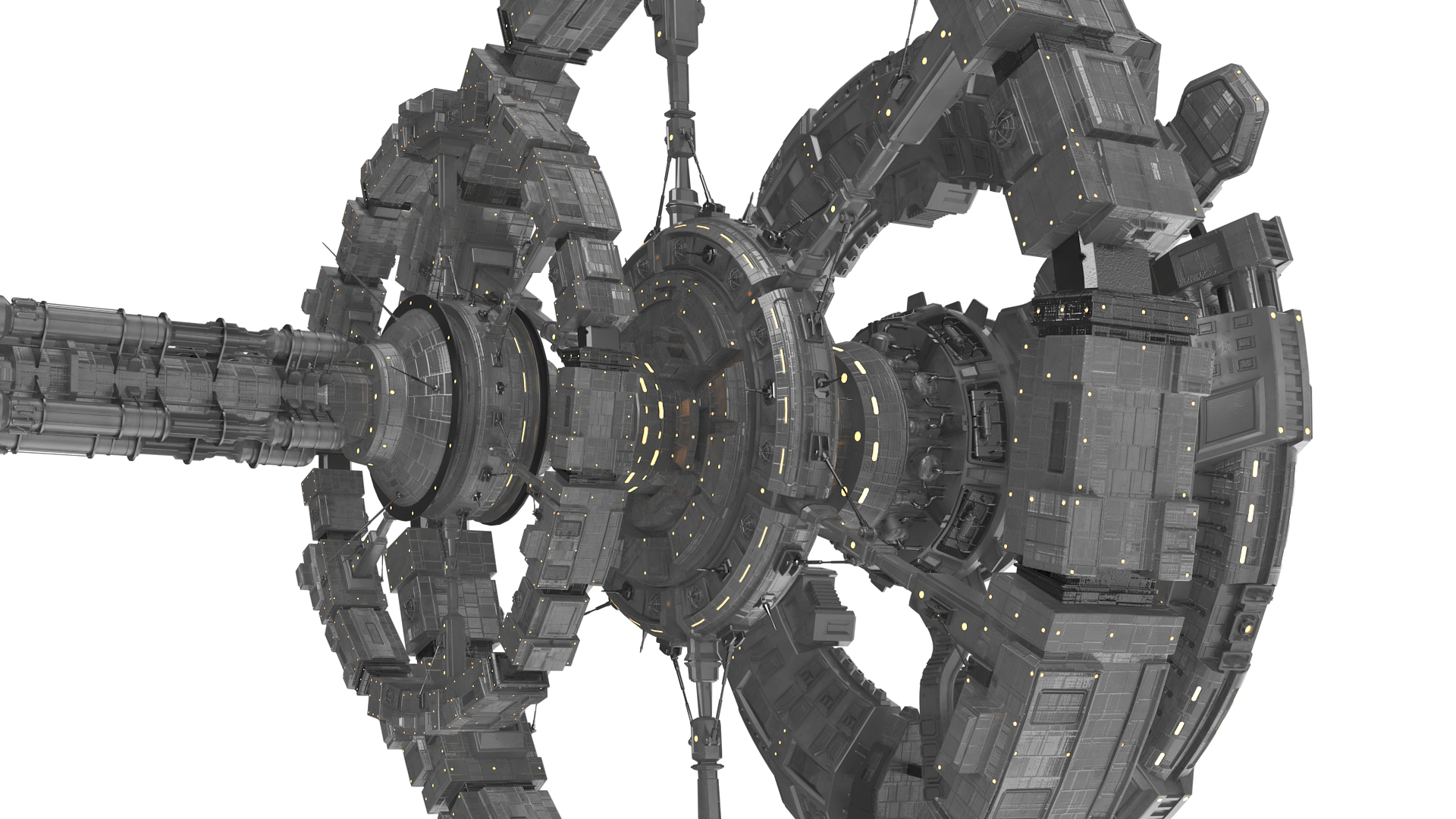Futuristic Space Ring Station Grey 3D model