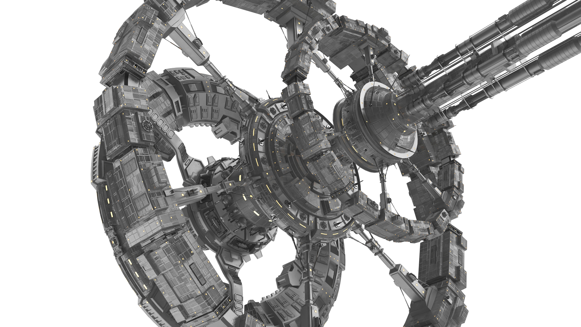 Futuristic Space Ring Station Grey 3D model
