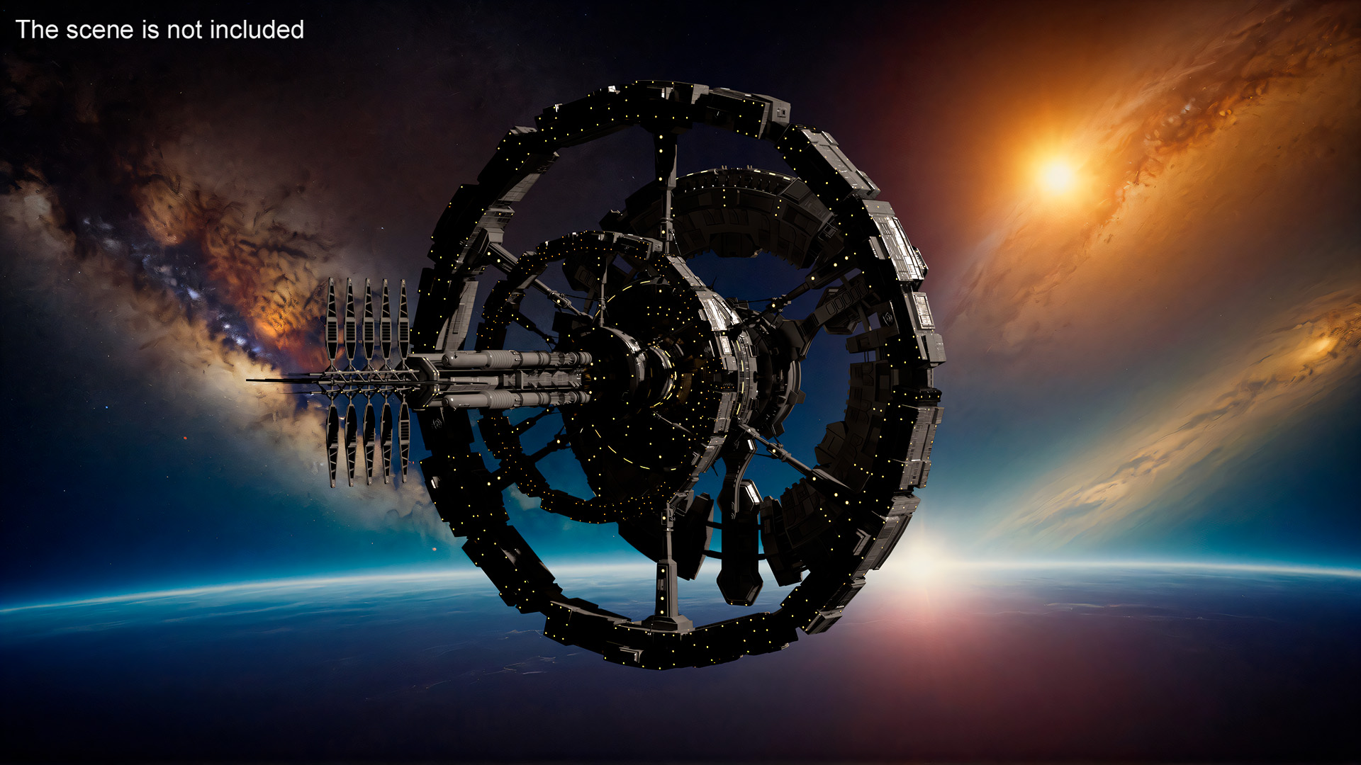 Futuristic Space Ring Station Grey 3D model