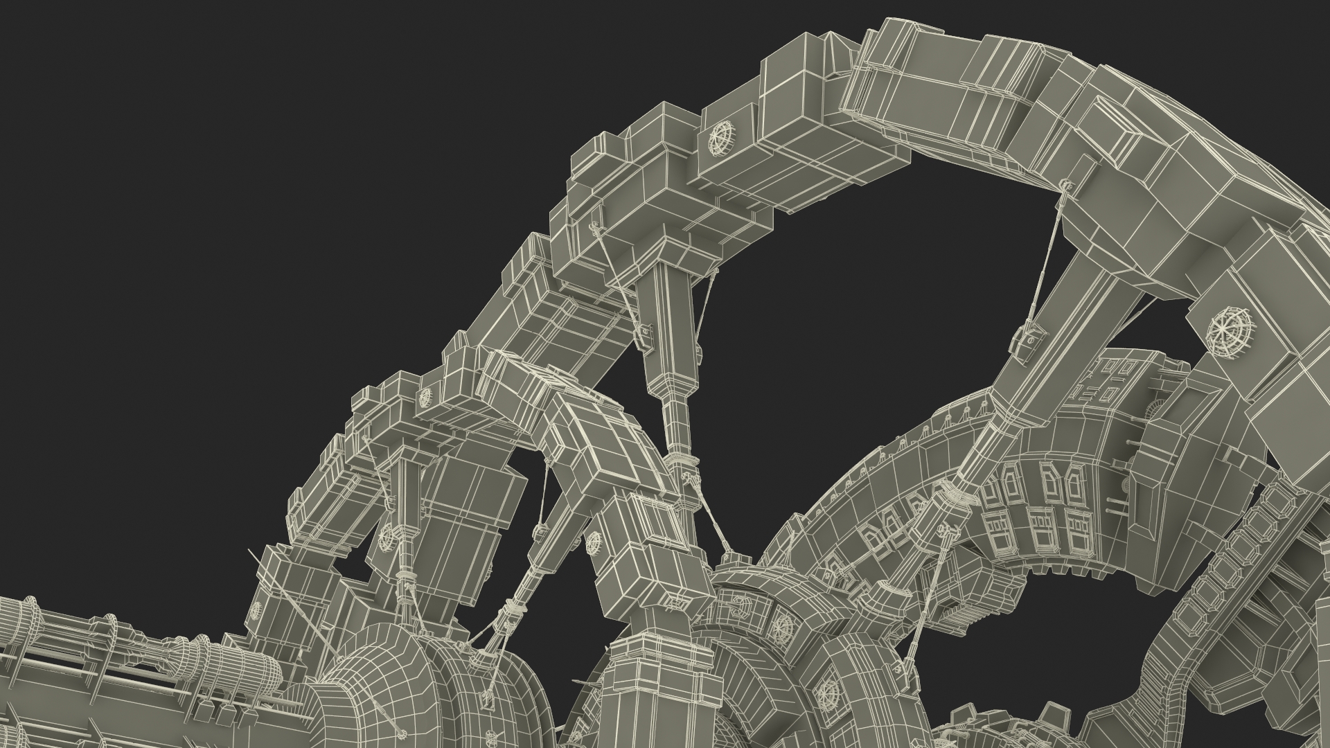 Futuristic Space Ring Station Grey 3D model