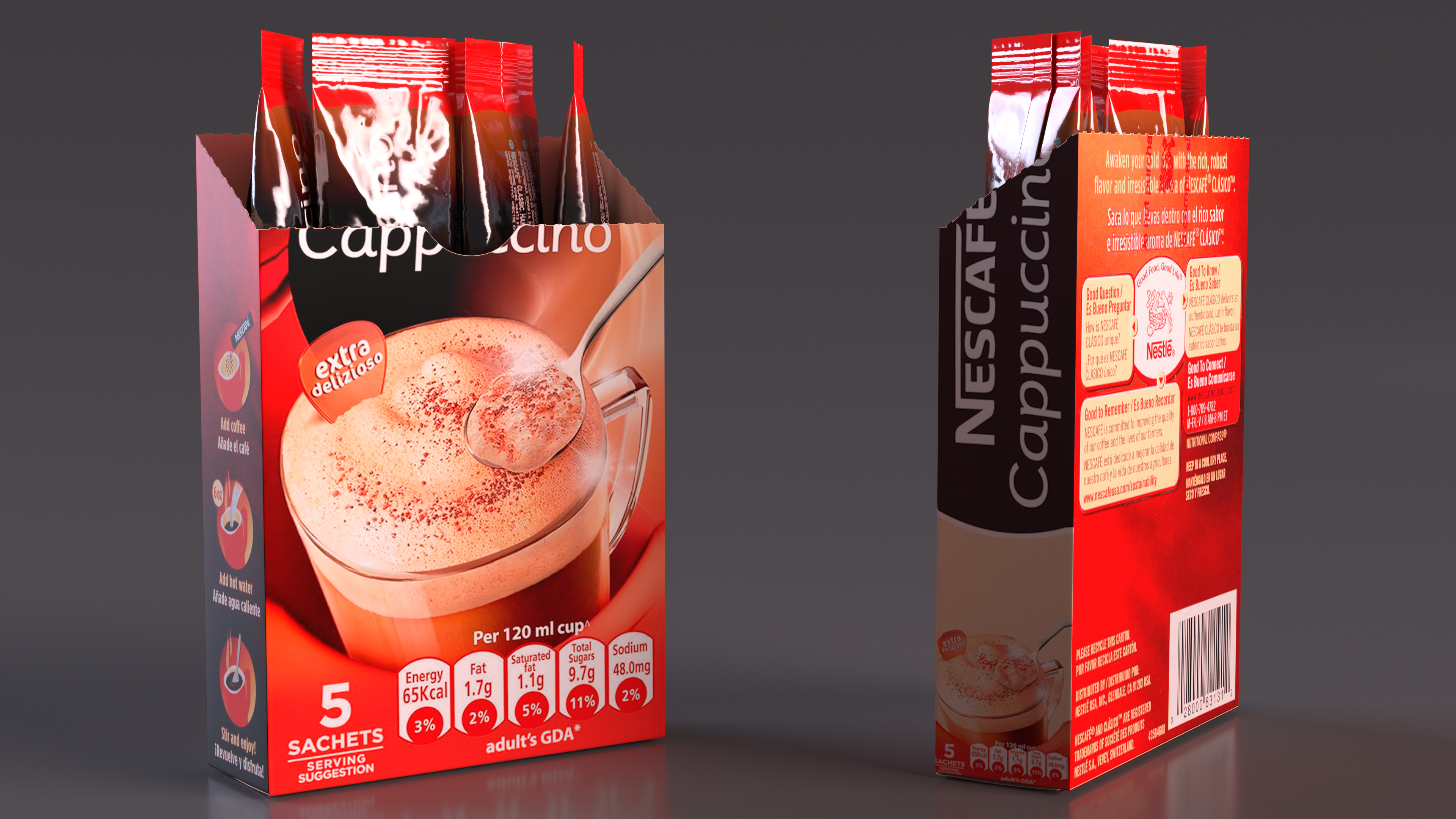 Nescafe Cappuccino Box Opened 3D model