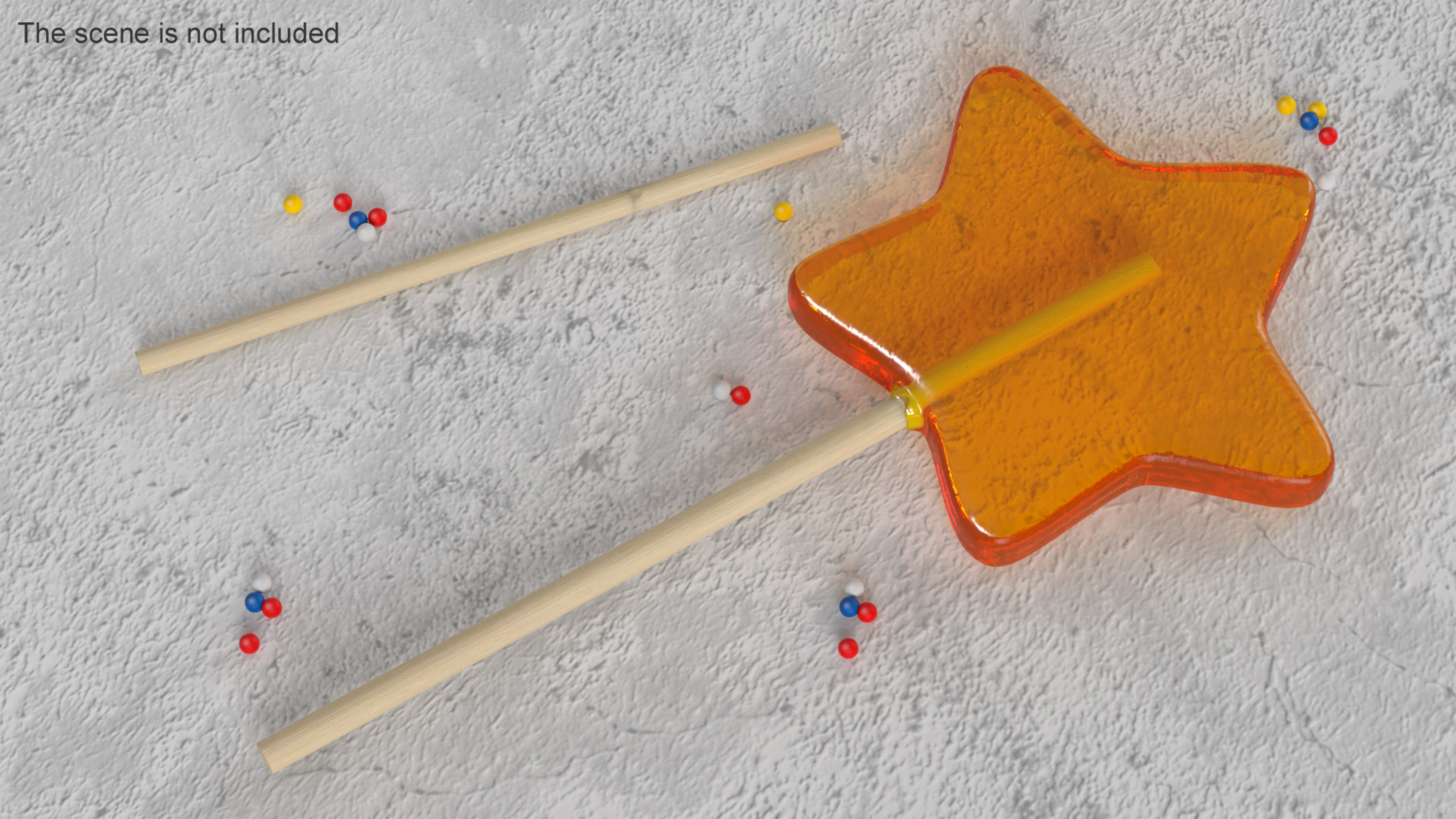 3D Orange Star Shape Lollipop