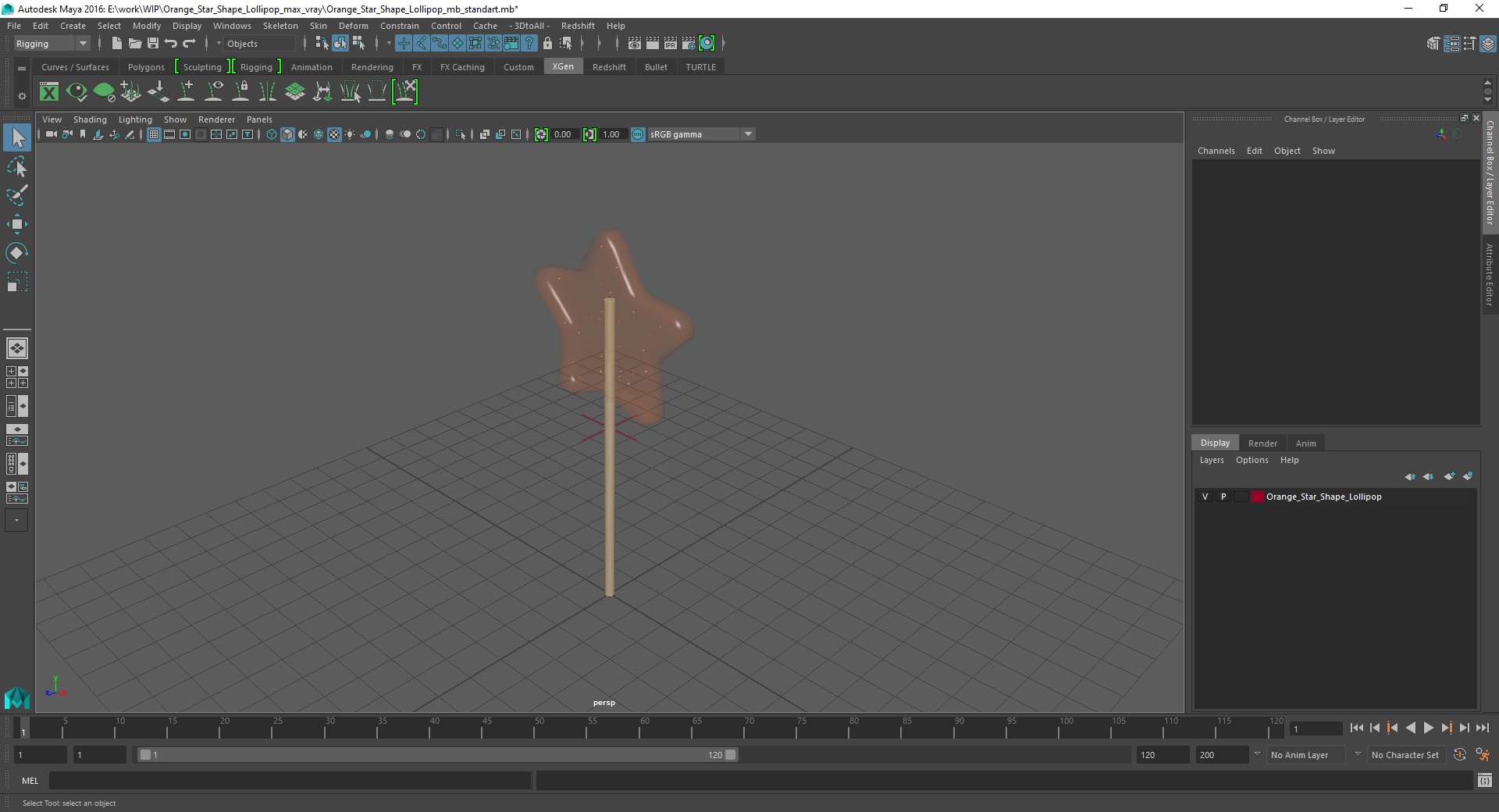 3D Orange Star Shape Lollipop