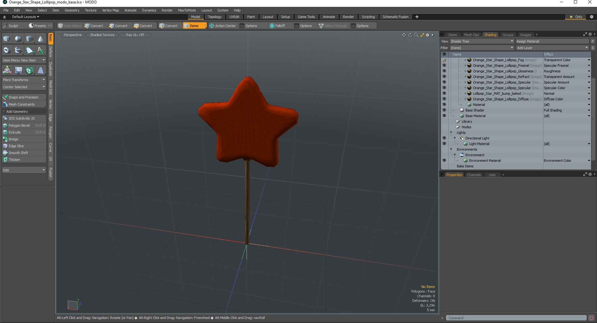 3D Orange Star Shape Lollipop