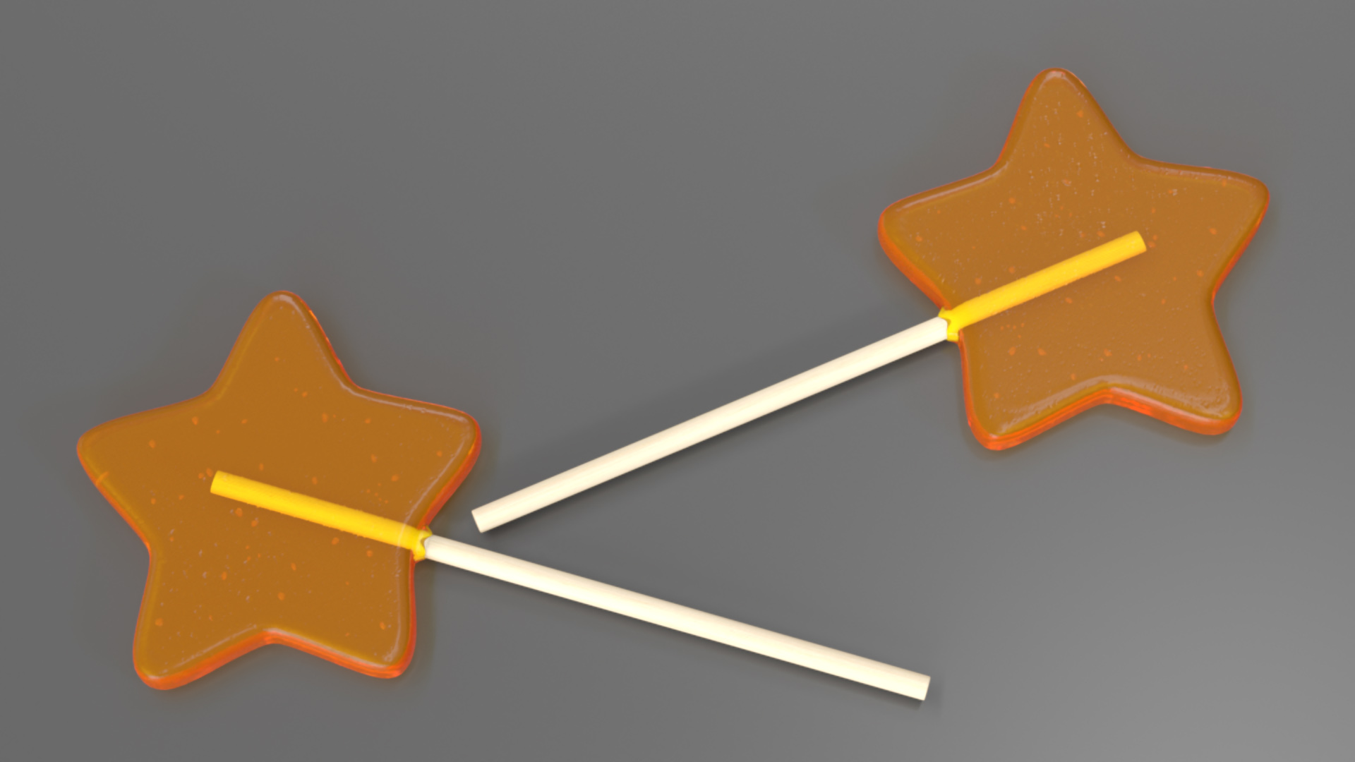 3D Orange Star Shape Lollipop