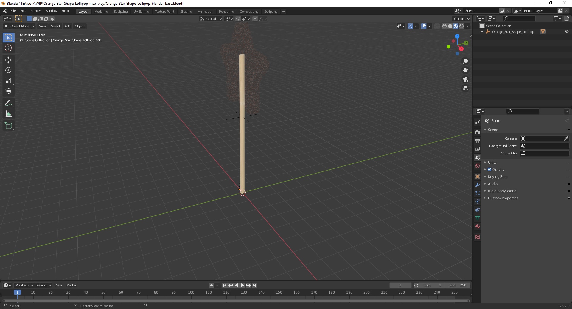 3D Orange Star Shape Lollipop