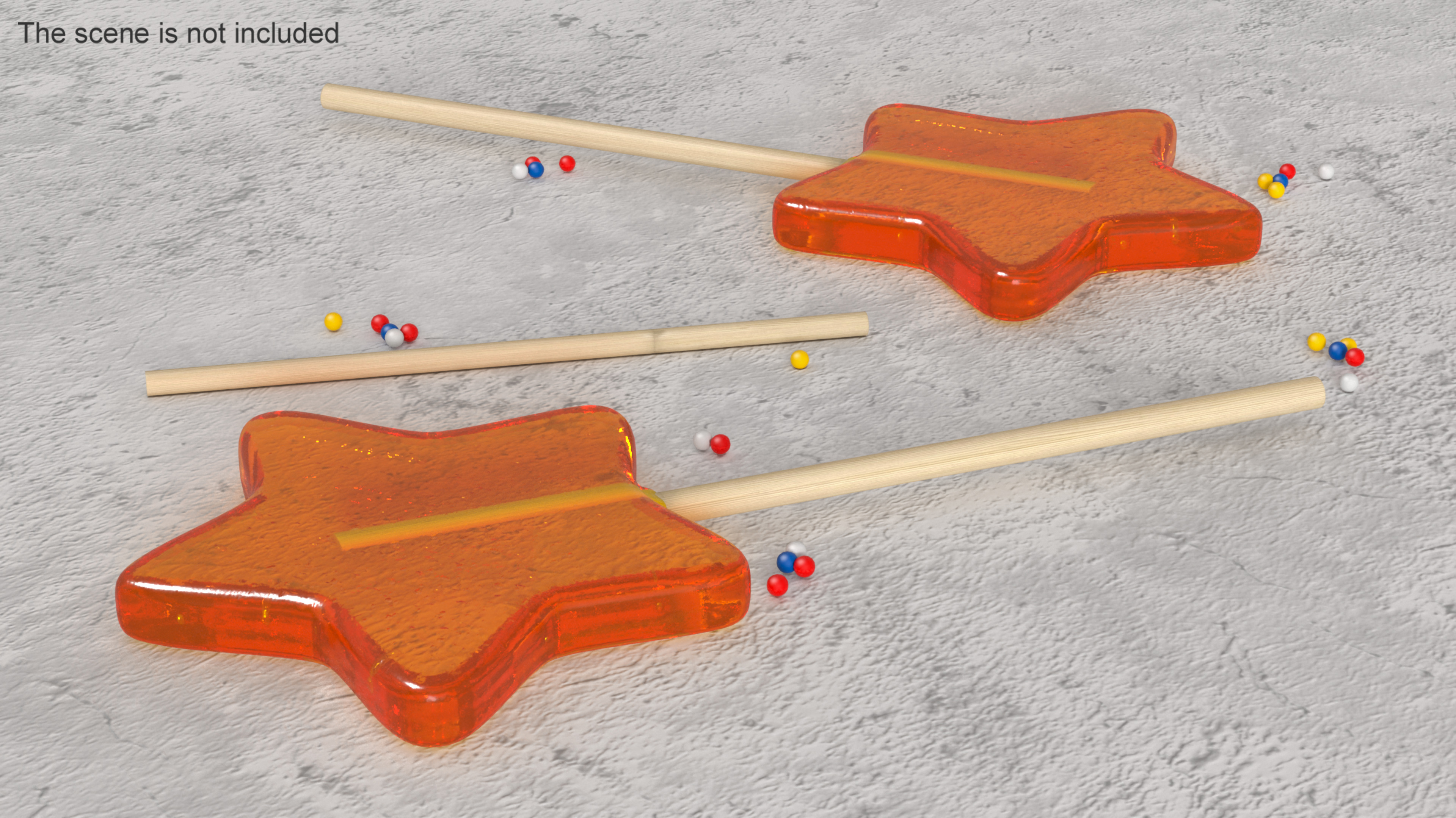 3D Orange Star Shape Lollipop