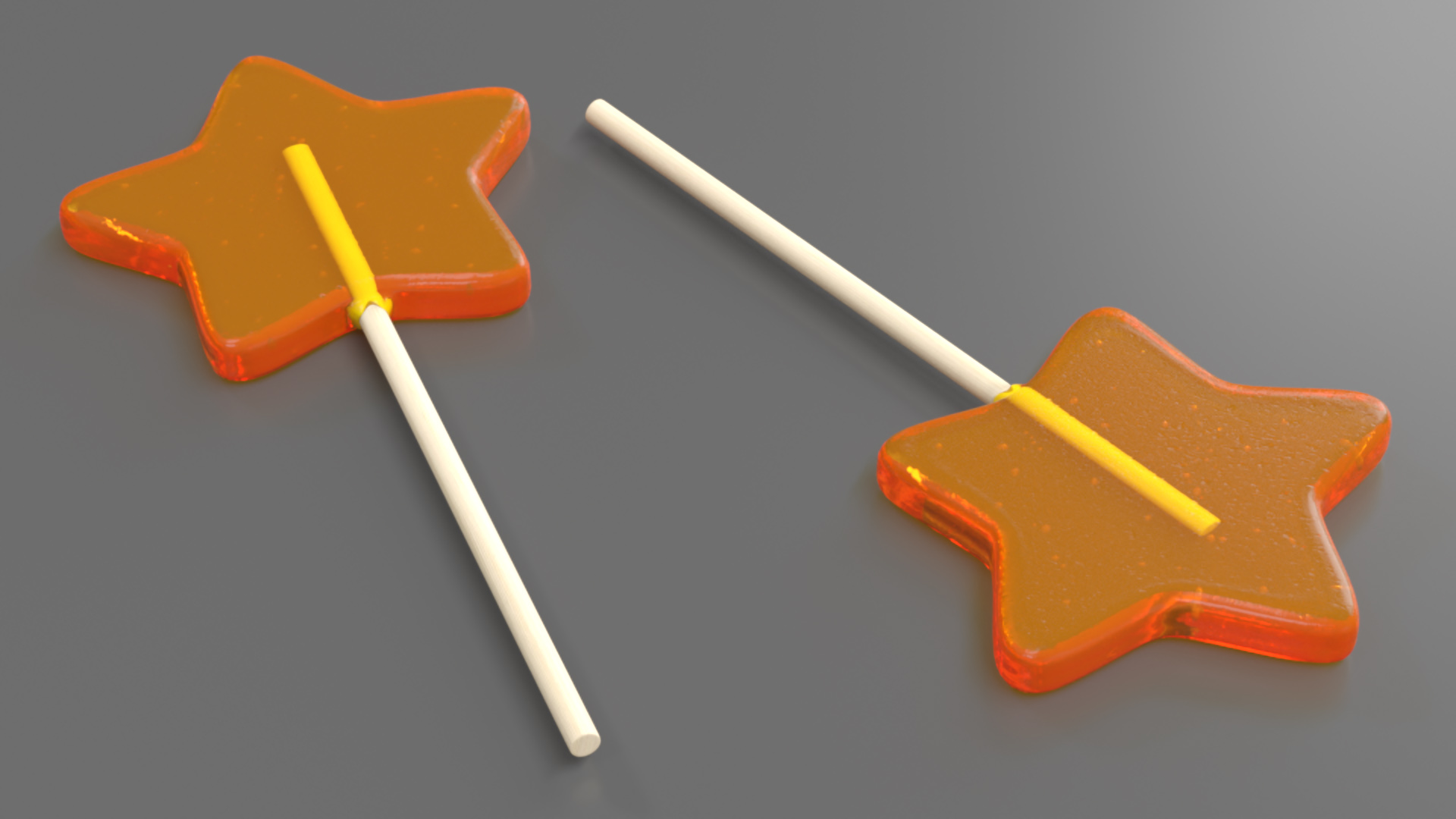 3D Orange Star Shape Lollipop