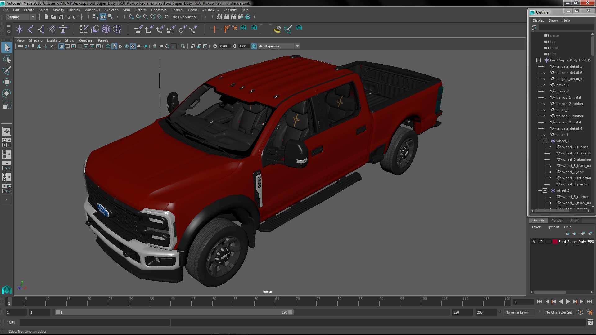3D Ford Super Duty F550 Pickup Red