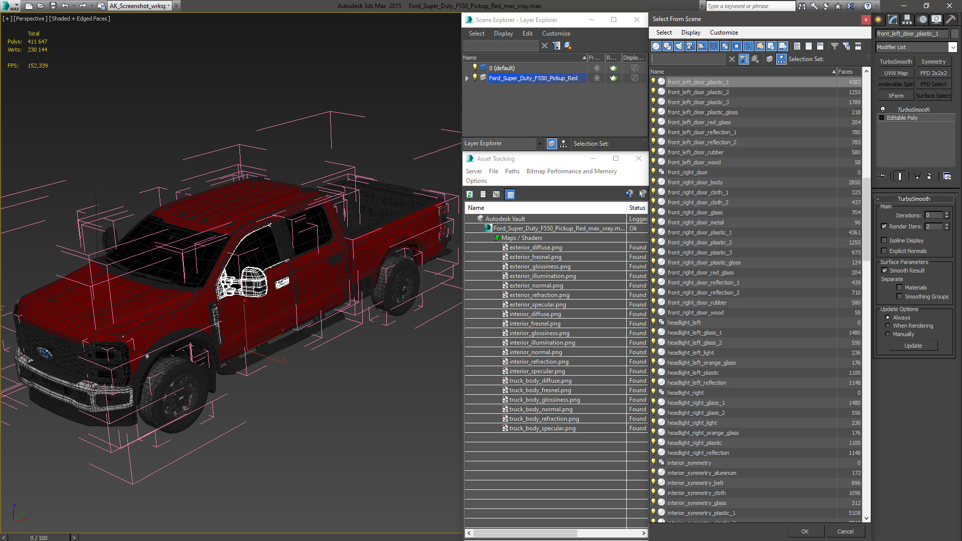 3D Ford Super Duty F550 Pickup Red