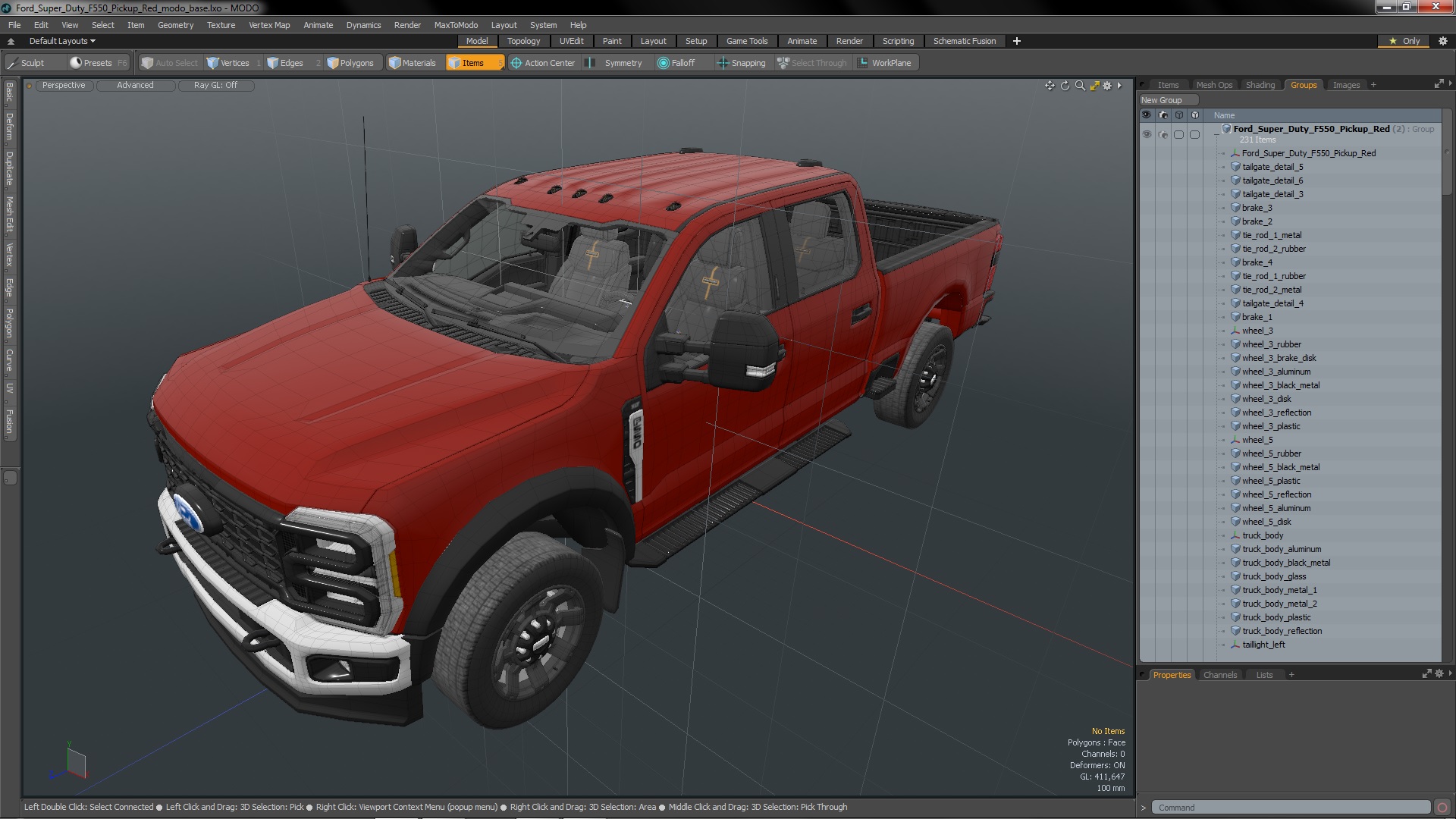 3D Ford Super Duty F550 Pickup Red