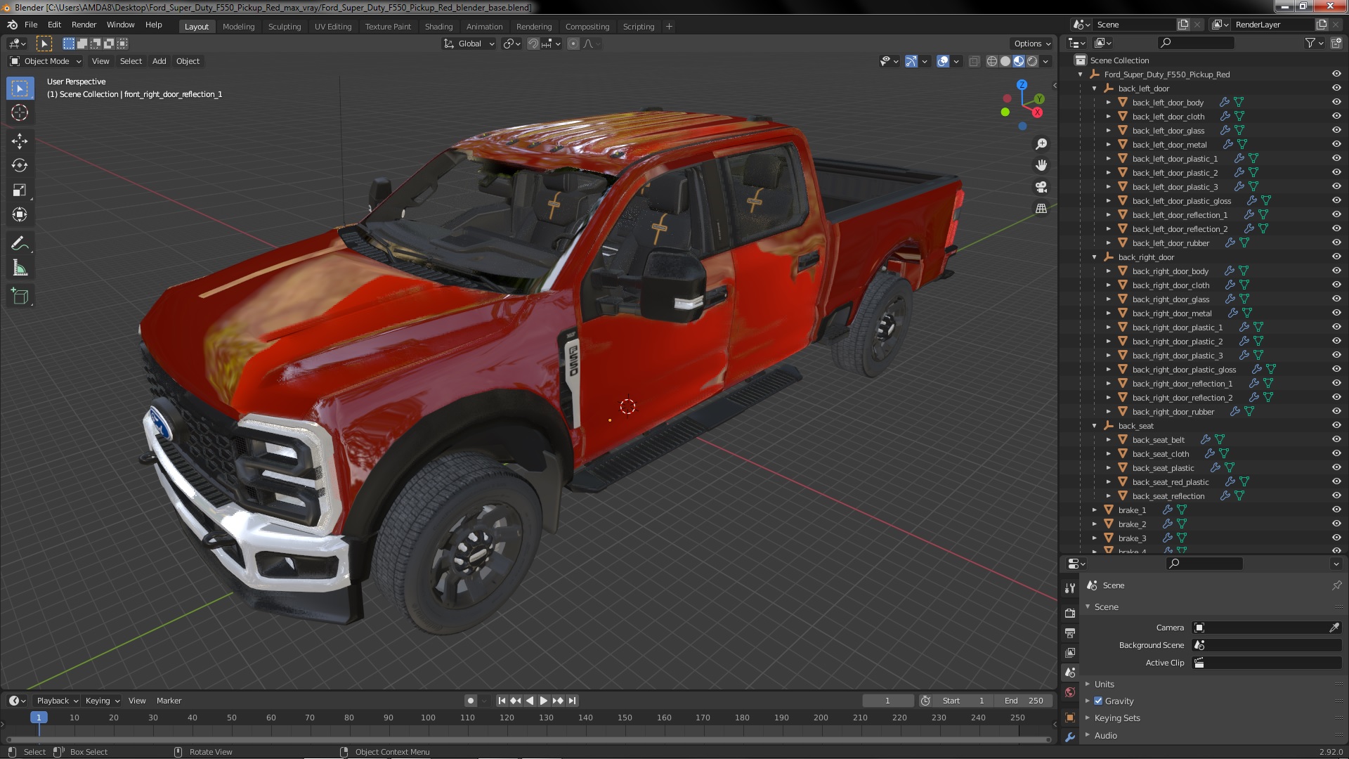3D Ford Super Duty F550 Pickup Red