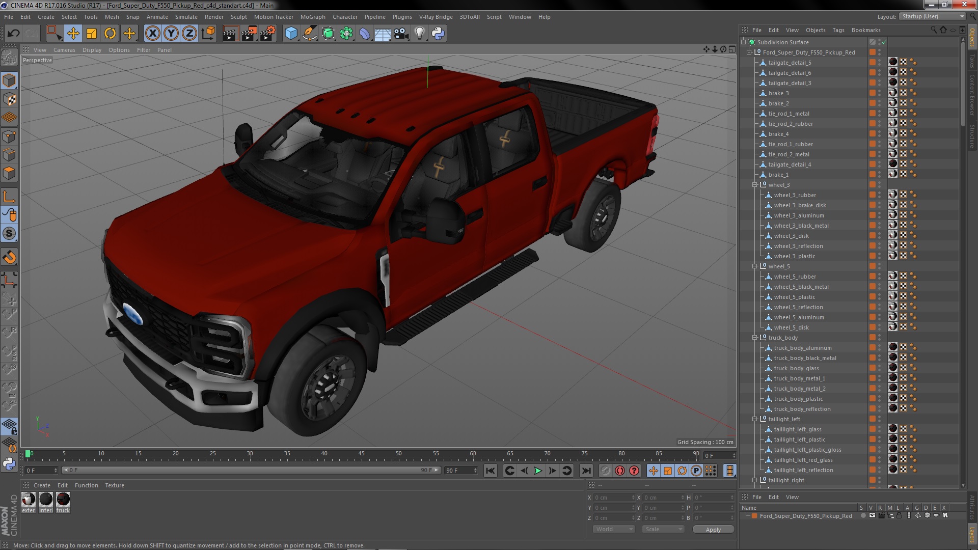 3D Ford Super Duty F550 Pickup Red