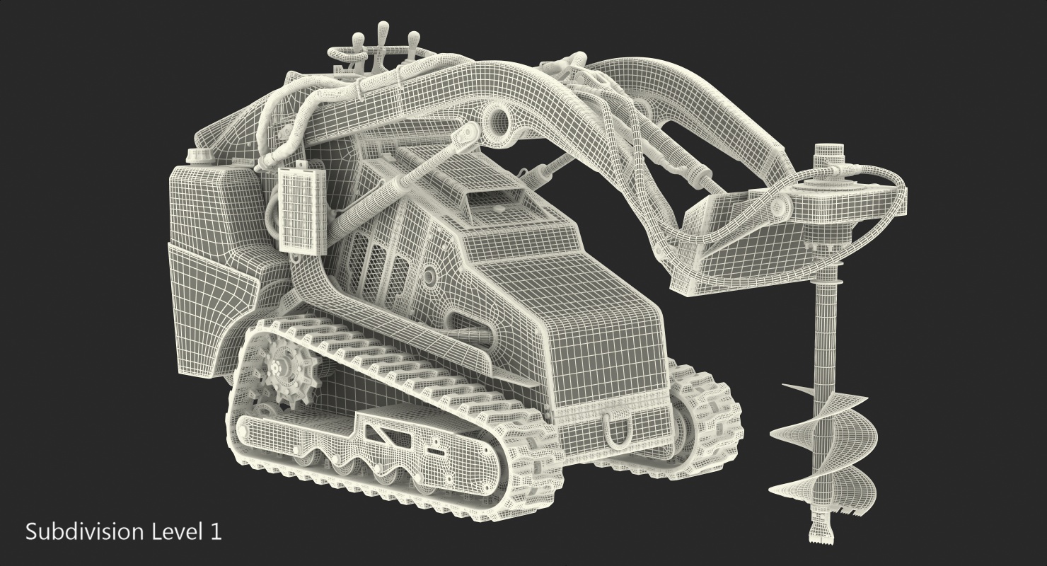 3D Mini Skid Steer Loader Vermeer with Auger Drill Clean model