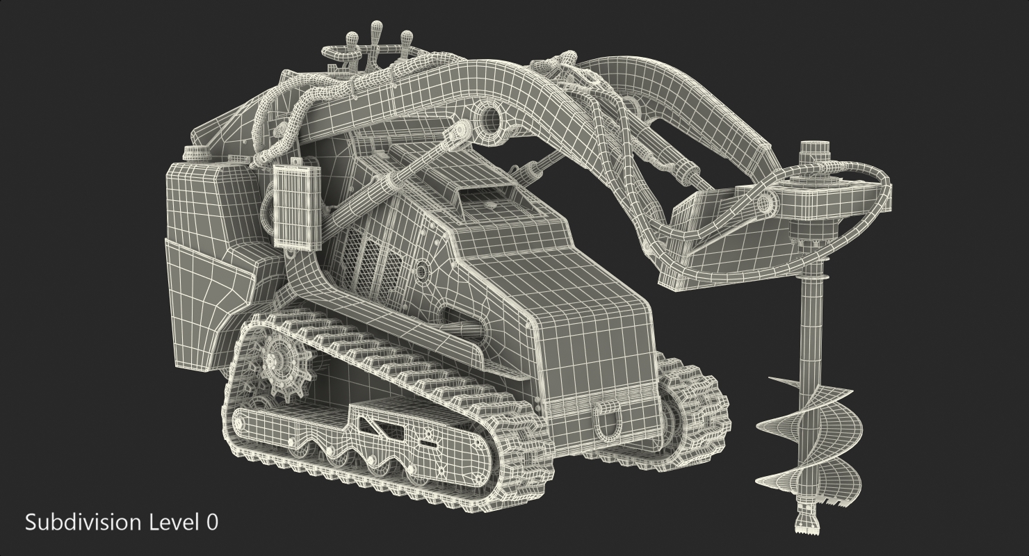 3D Mini Skid Steer Loader Vermeer with Auger Drill Clean model