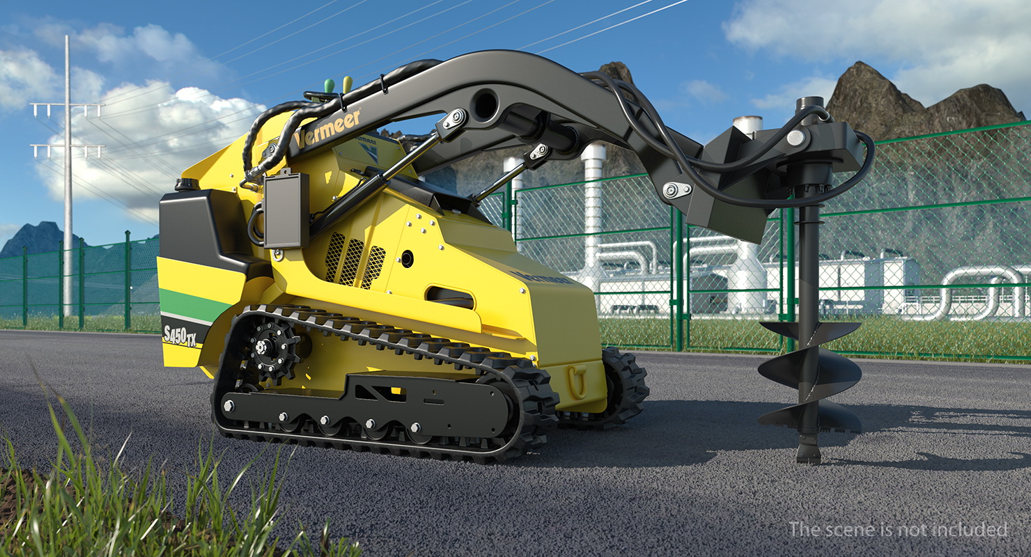 3D Mini Skid Steer Loader Vermeer with Auger Drill Clean model